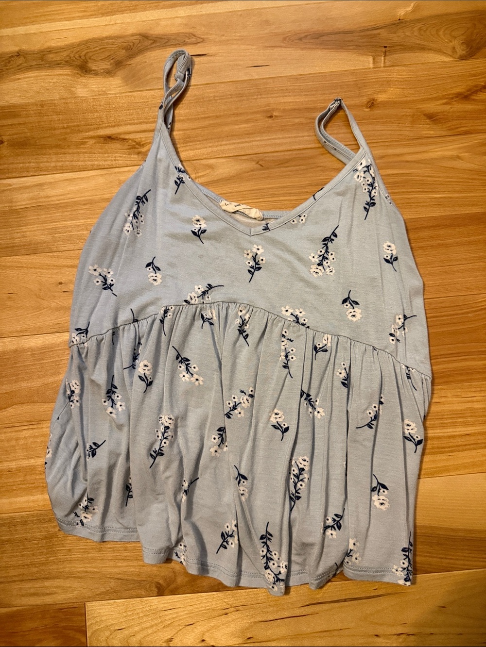 Light Blue Floral Spaghetti-Strap Peplum Camisole - Women